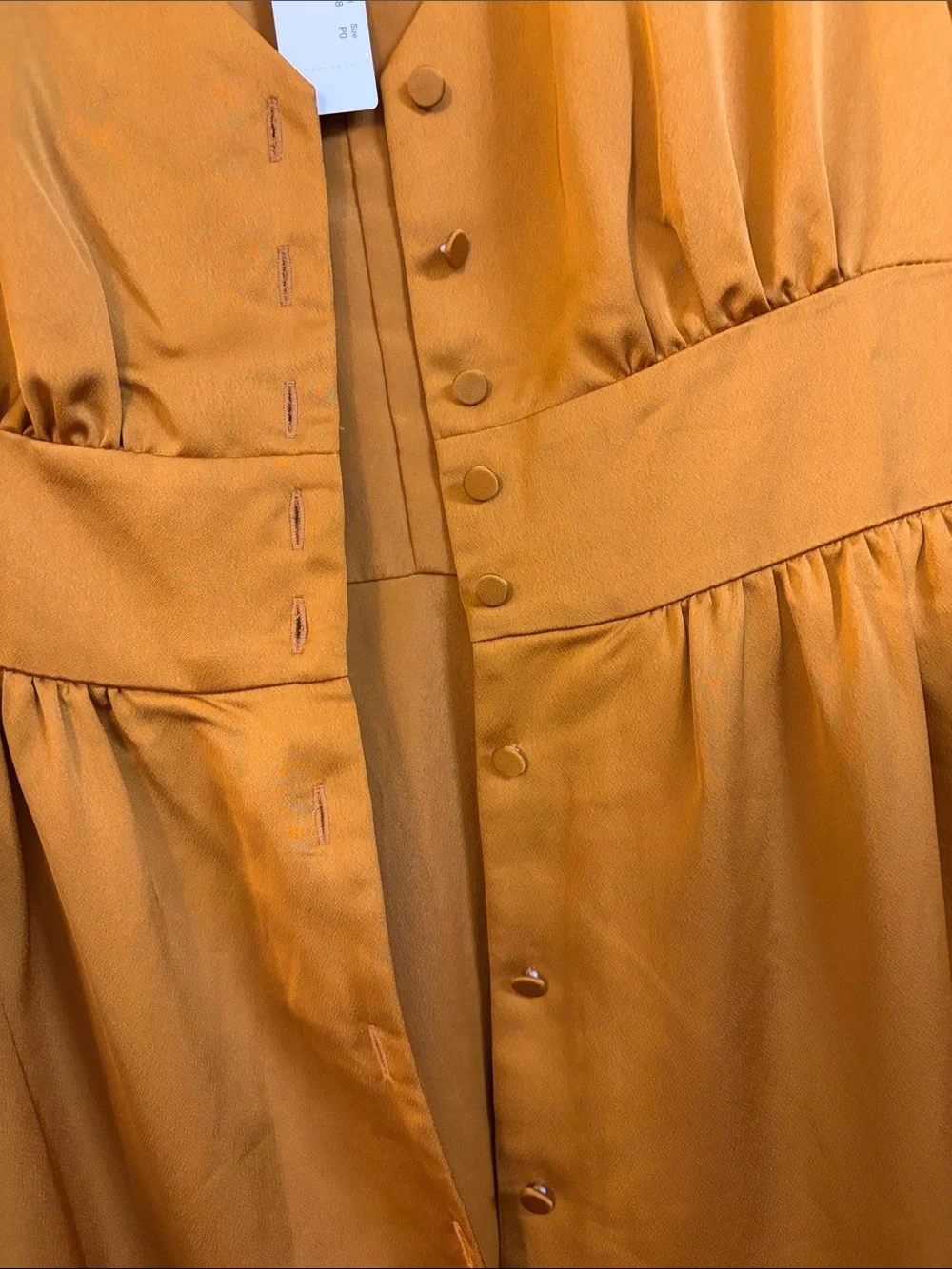 Satin Button-Front Midi Dress in Mustard